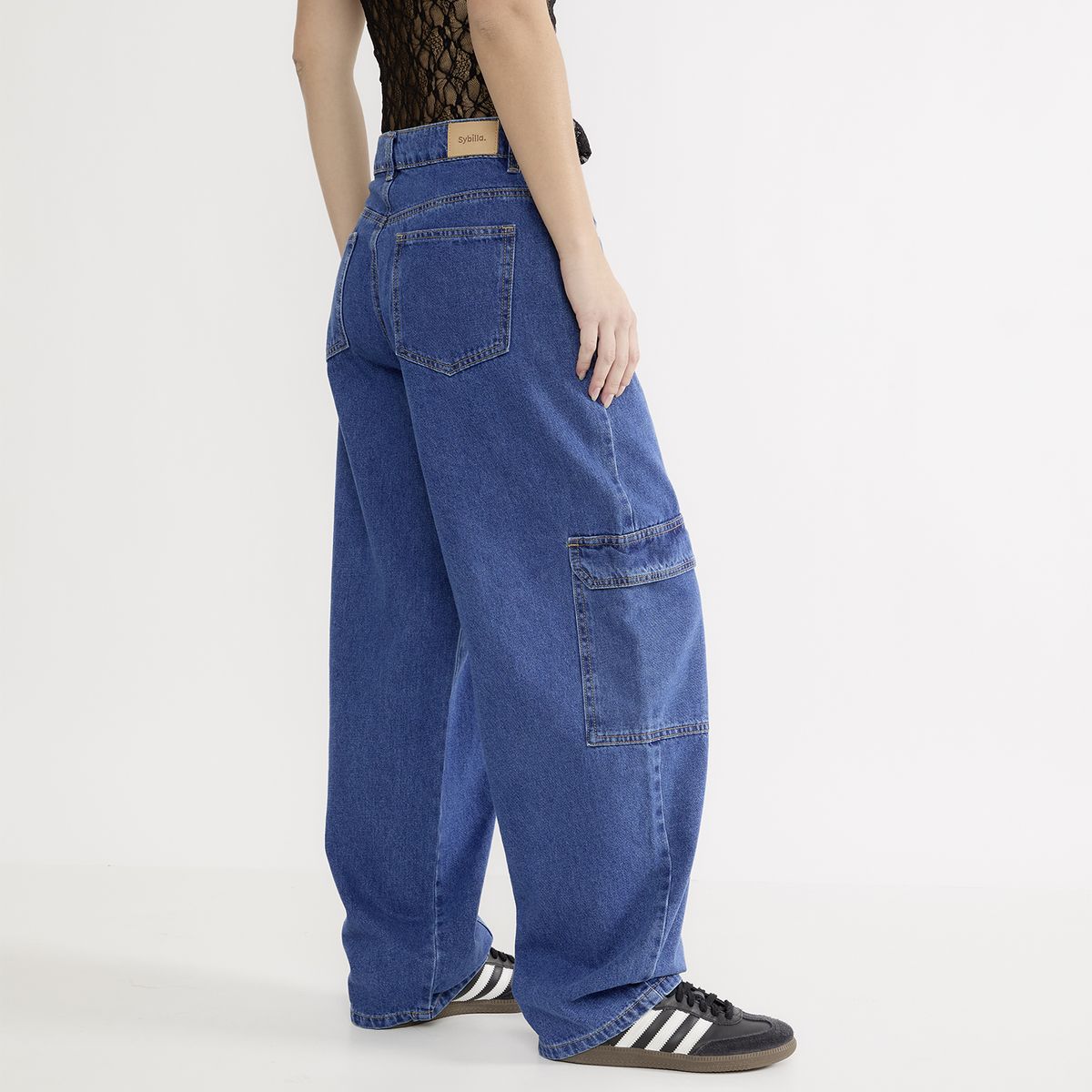 SYBILLA - Jeans Balloon Cargo Tiro Medio Mujer Sybilla