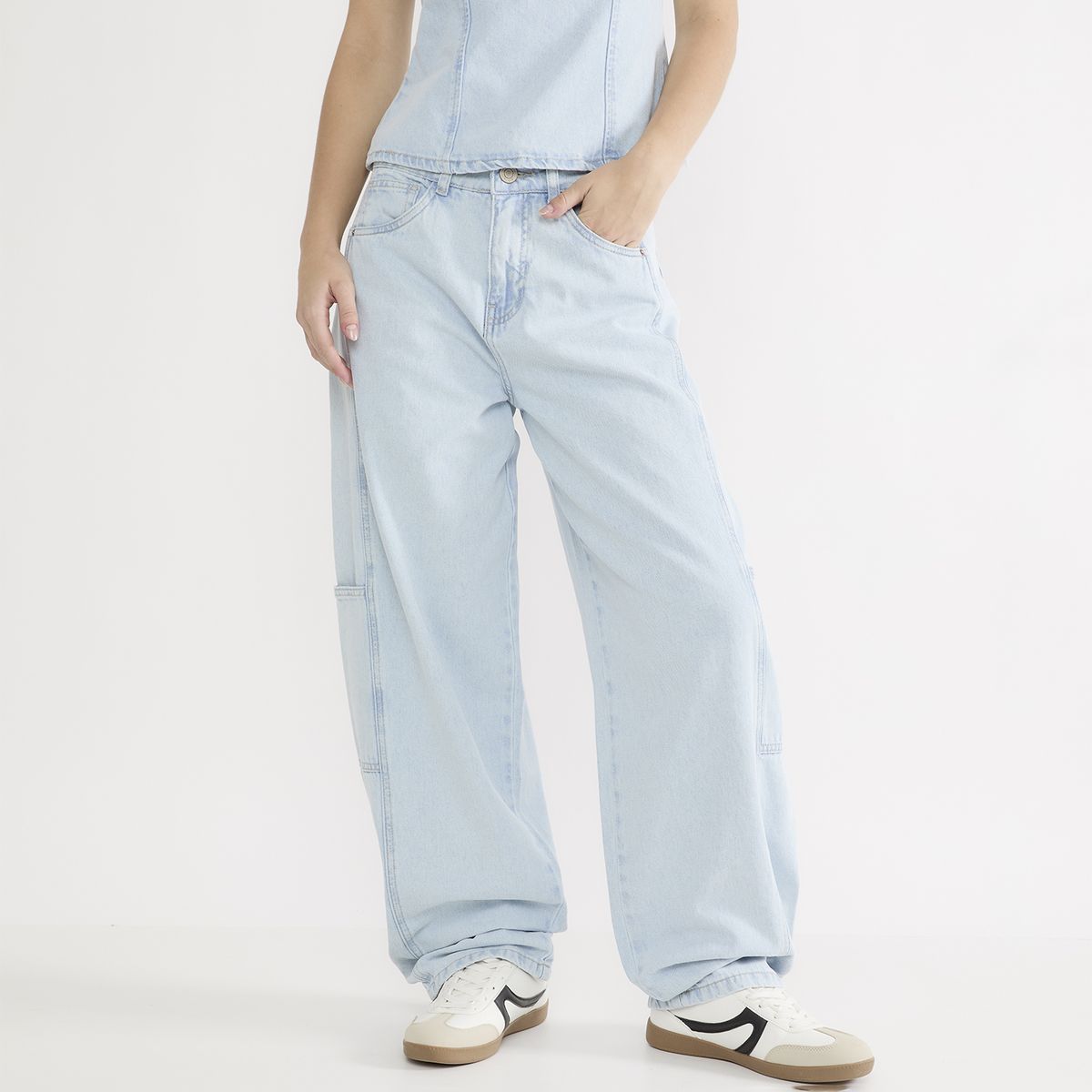 SYBILLA - Jeans Cargo Tiro Medio Mujer Sybilla