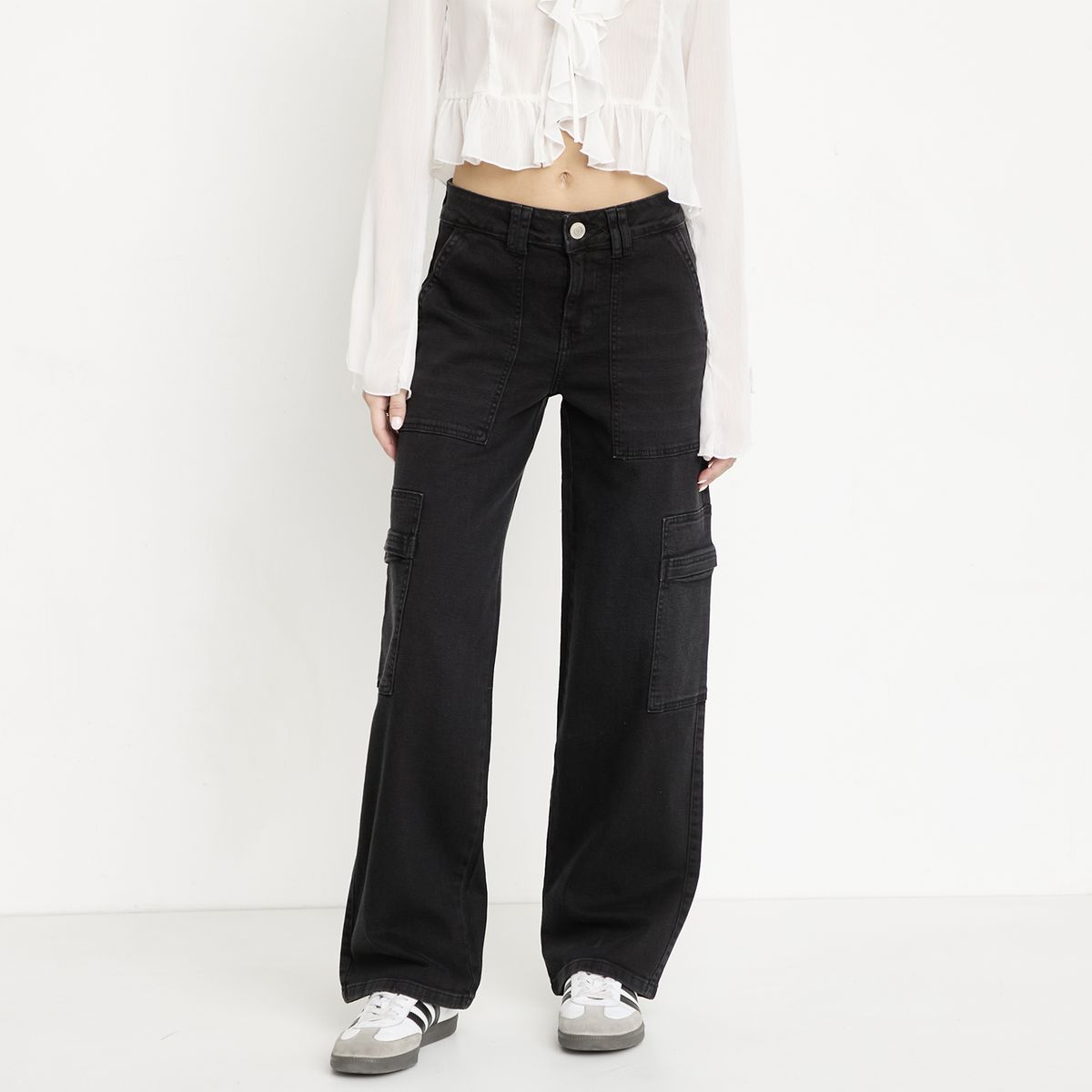 SYBILLA - Jeans Baggy Cargo Tiro Medio Mujer Sybilla