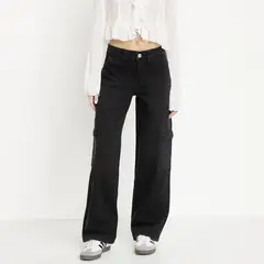 SYBILLA - Jeans Baggy Cargo Tiro Medio Mujer