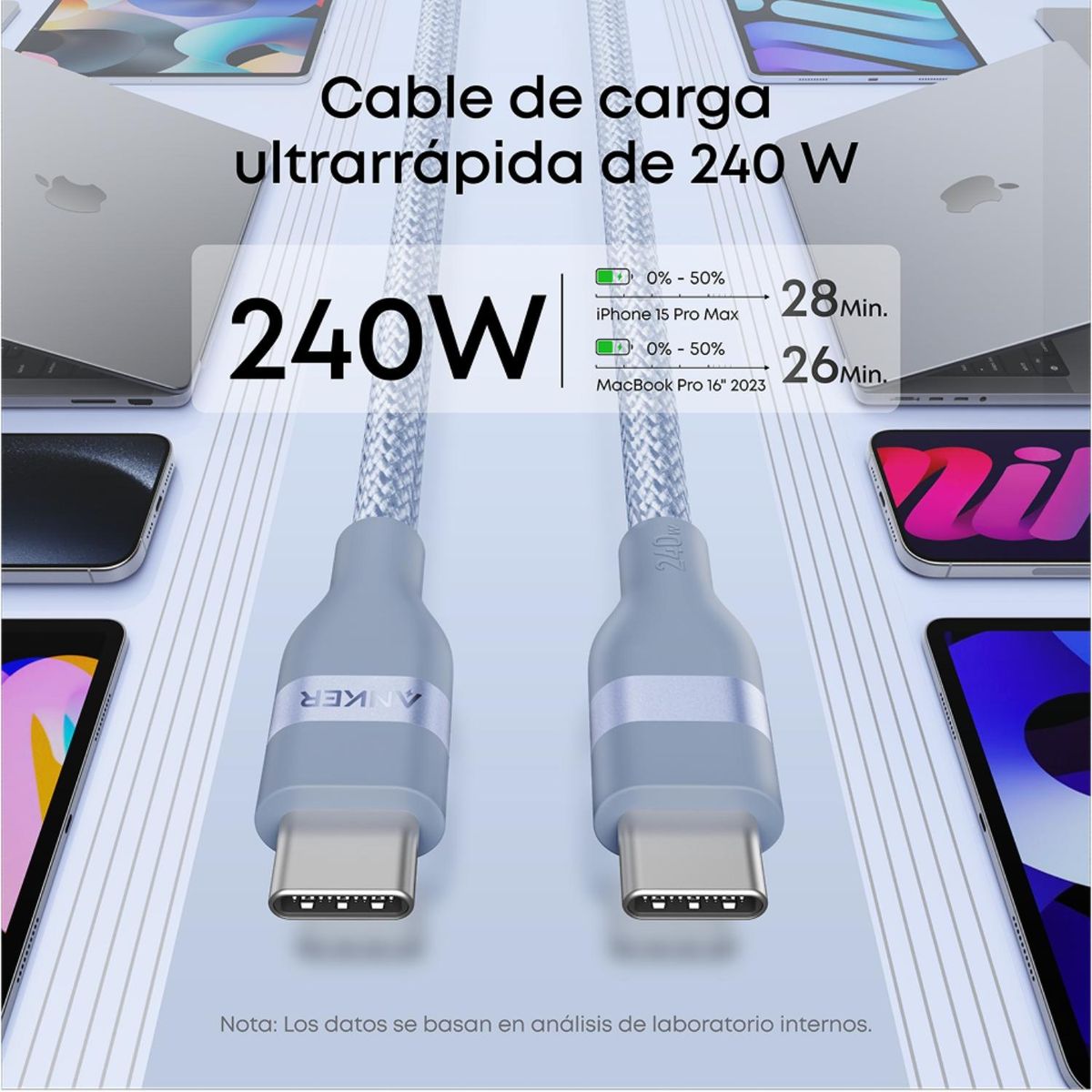 ANKER - Cable Usb C A Usb C 240W 3F A Anker