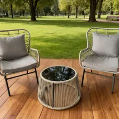 IDETEX - Juego De Terraza 2 Sillas + Mesa Centro