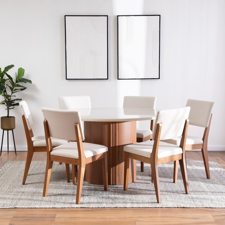 DECOCASA Comedor Kalina 1.35 Red + 6 Sillas