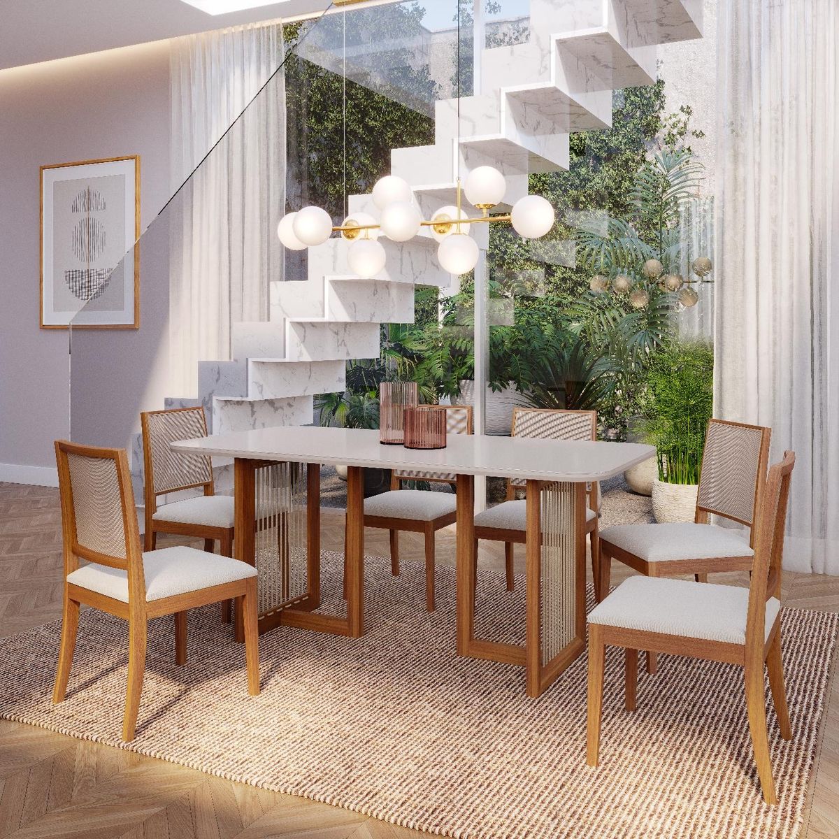 DECOCASA - Juego de Comedor Regia 6 Sillas Buriti 100% Madera Decocasa