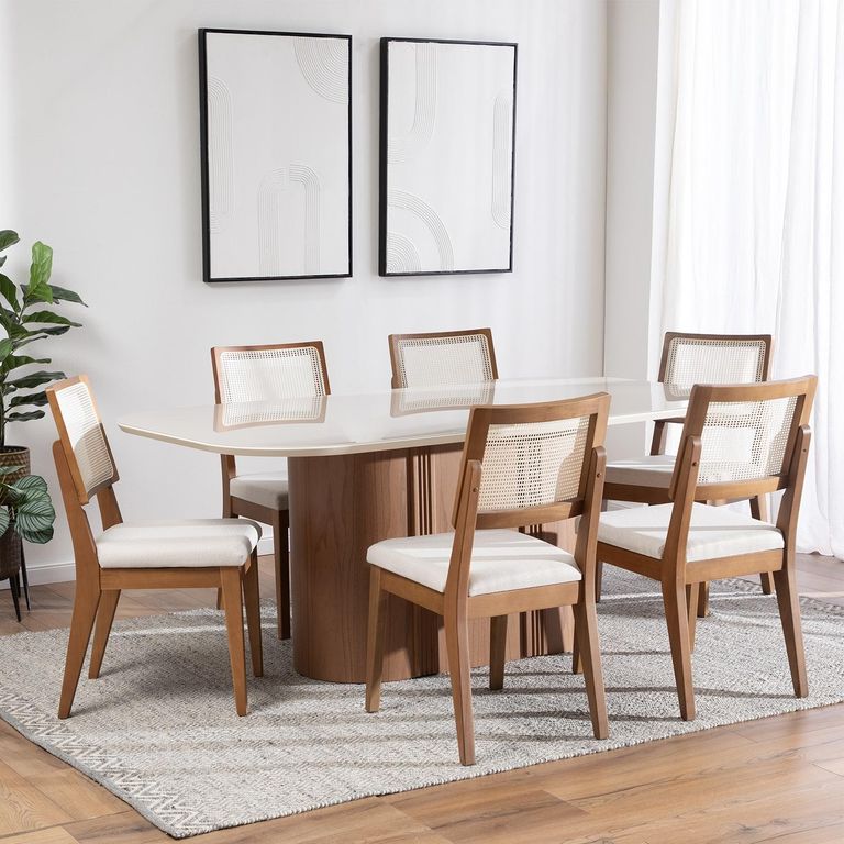 DECOCASA Comedor Kalina 1.8 + 6 Sillas Saga
