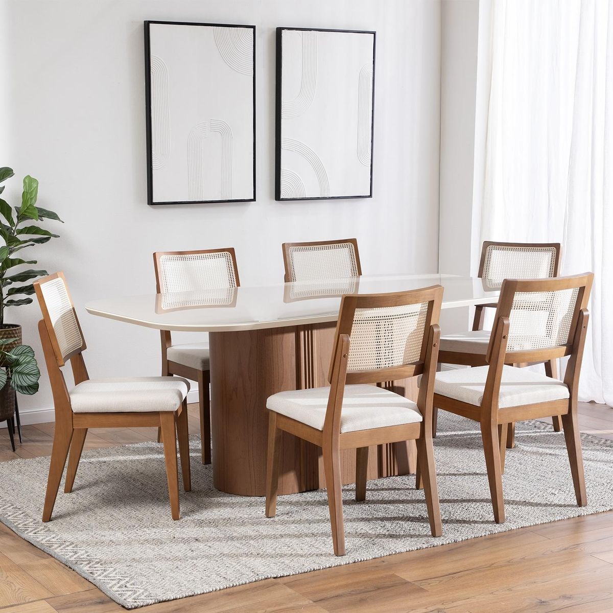 DECOCASA - Comedor Kalina 1.8 + 6 Sillas Saga Decocasa