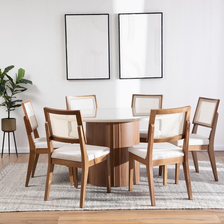 DECOCASA Comedor Kalina 135 Red+6 Sillas Sag