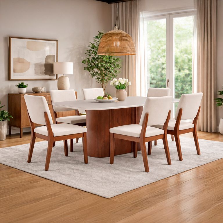 DECOCASA Comedor Kalina 1.8 + 6 Sillas Ella