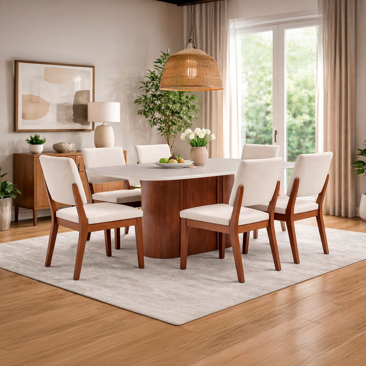 DECOCASA - Comedor Kalina 1.8 + 6 Sillas Ella Decocasa