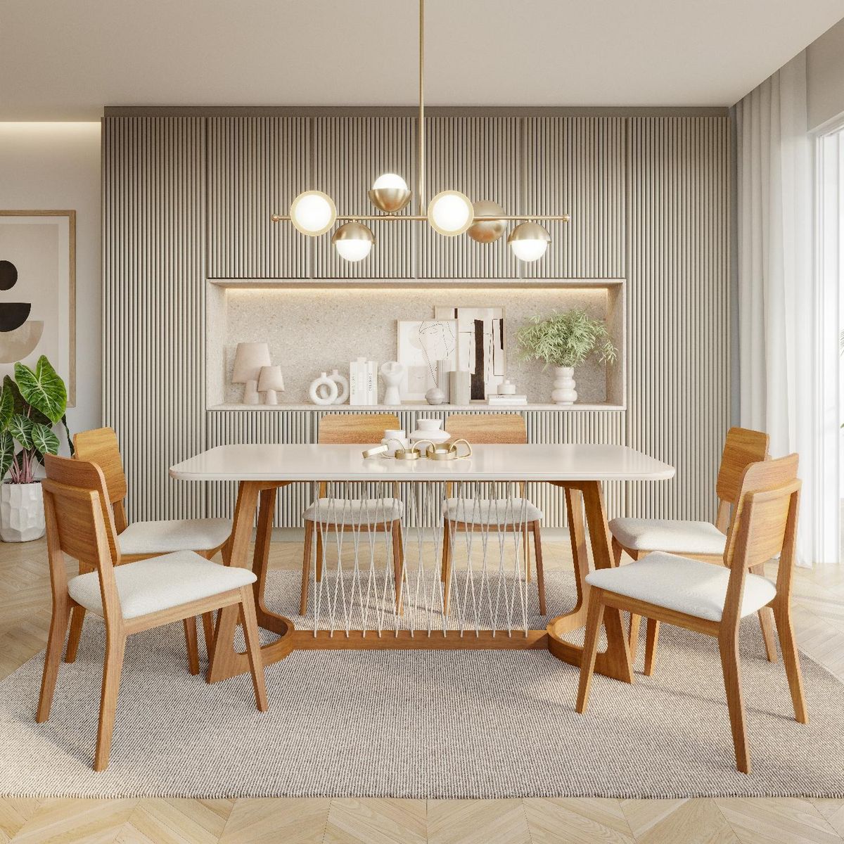 DECOCASA - Comedor Tulipa 1.8 + 6 Sillas Ipe 100% Madera Decocasa