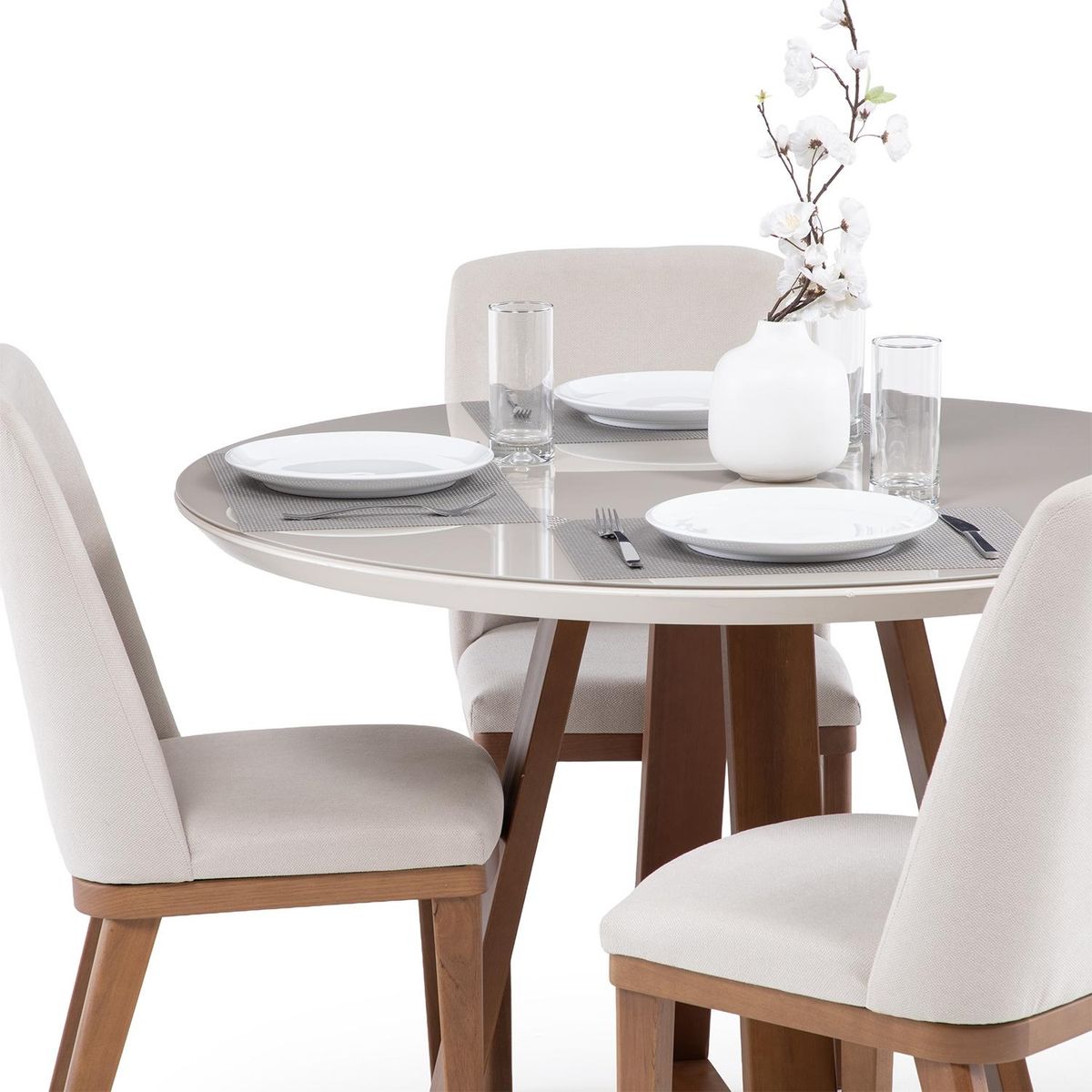 DECOCASA - Comedor Bennet 115 Red+4 Sillas Kal Decocasa