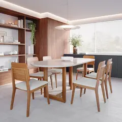 DECOCASA - Comedor Regia Ovalado 2.1 + 6 Sillas Ipe 100% Madera
