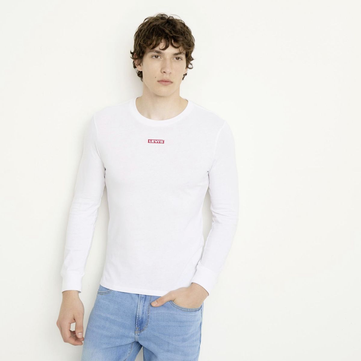 LEVIS - Polera Hombre Manga Larga Blanca Levis