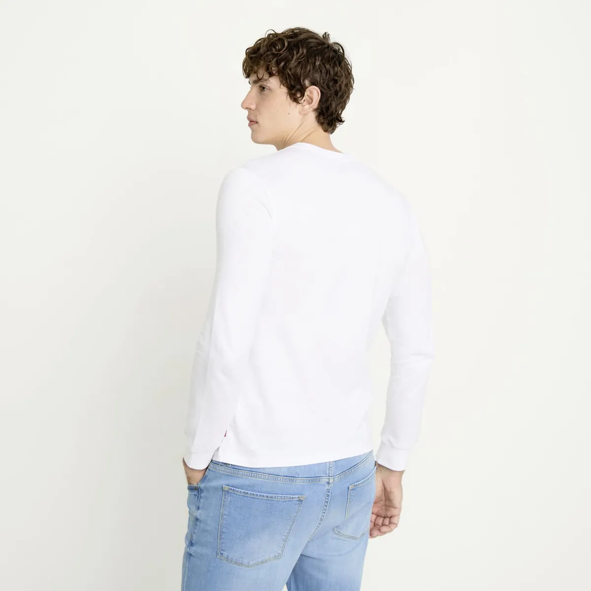LEVIS - Polera Hombre Manga Larga Blanca Levis