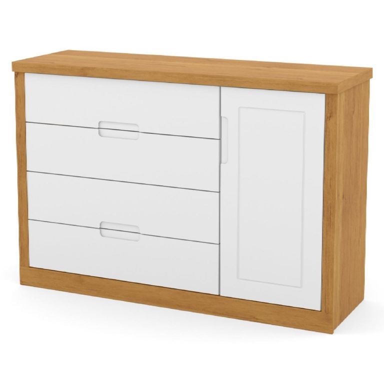 Comoda Tutto 4 Cajones con Puerta Blanca Caramelo
