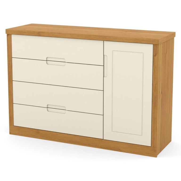Comoda Tutto 4 Cajones con Puerta Beige Caramelo
