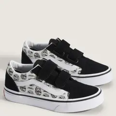 VANS - Old Skool V Zapatilla Urbana Niño Cuero Blanco (31 a 34)
