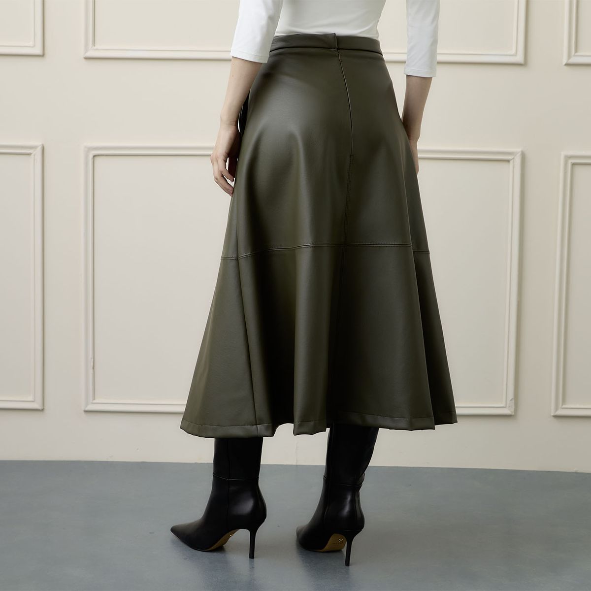 BASEMENT - Falda Larga Cuero Effect Mujer Basement