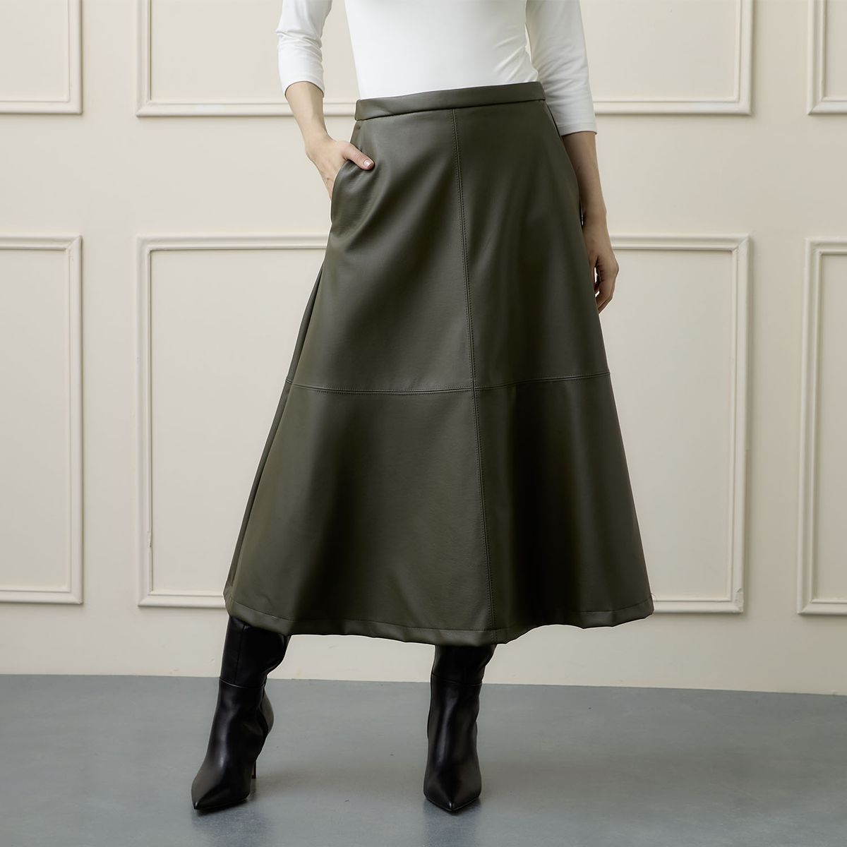 BASEMENT - Falda Larga Cuero Effect Mujer Basement