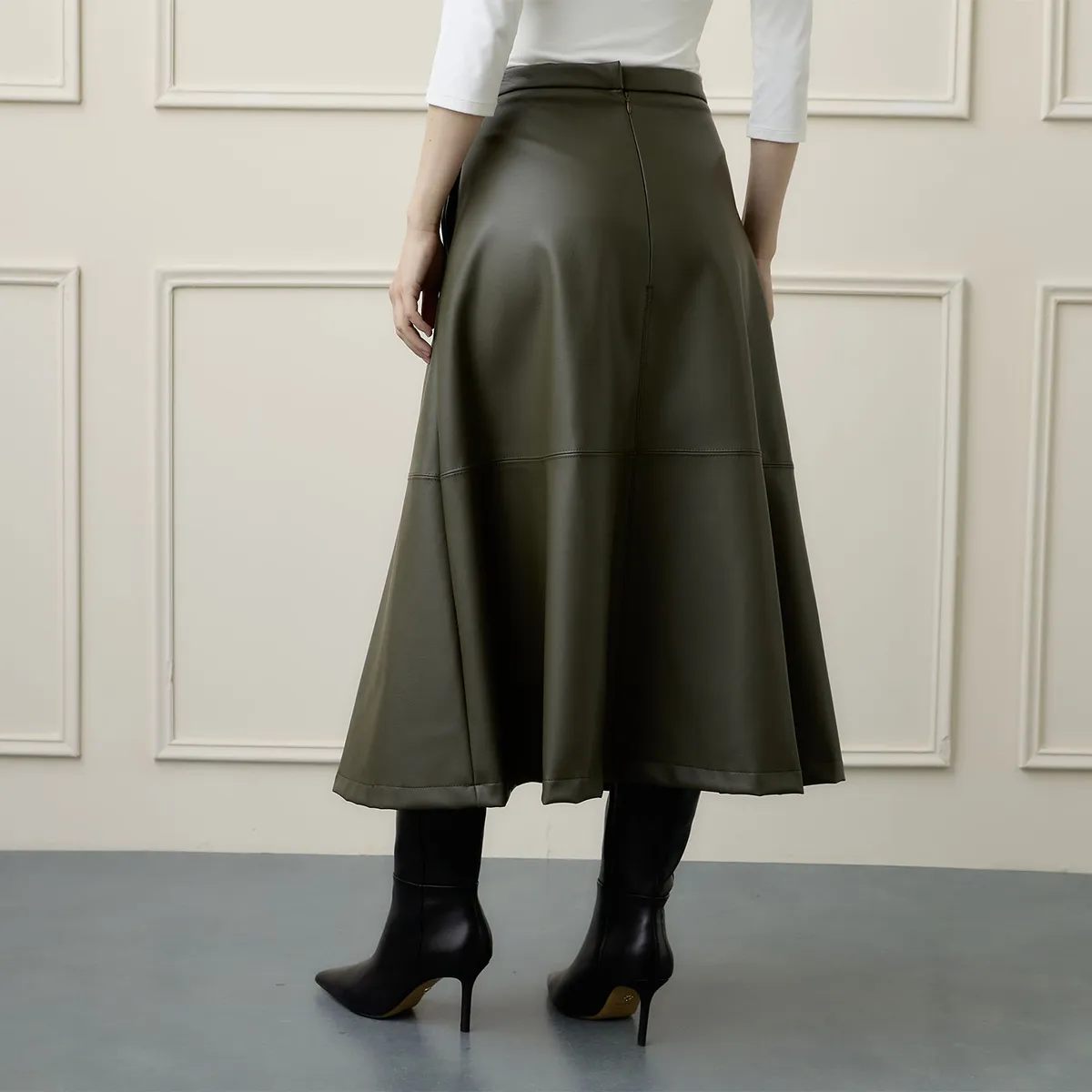 BASEMENT - Falda Larga Cuero Effect Mujer Basement