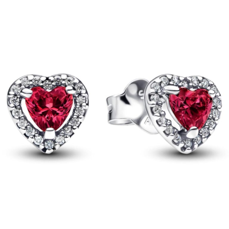 Aretes de Boton Corazon Rojo Elevado Mujer