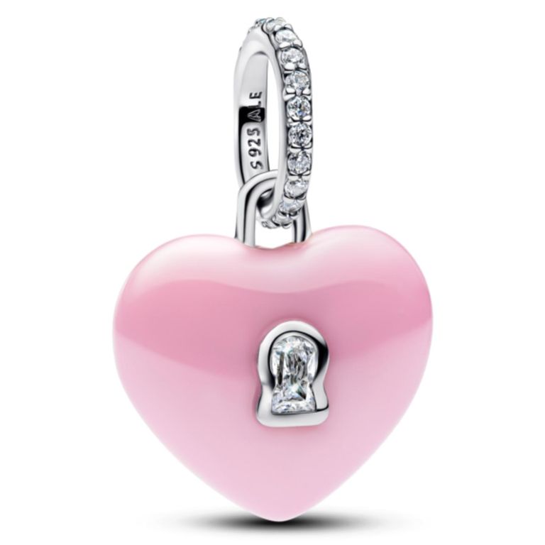 Charm Colgante Candado Corazon de Ceramica Rosa Mujer