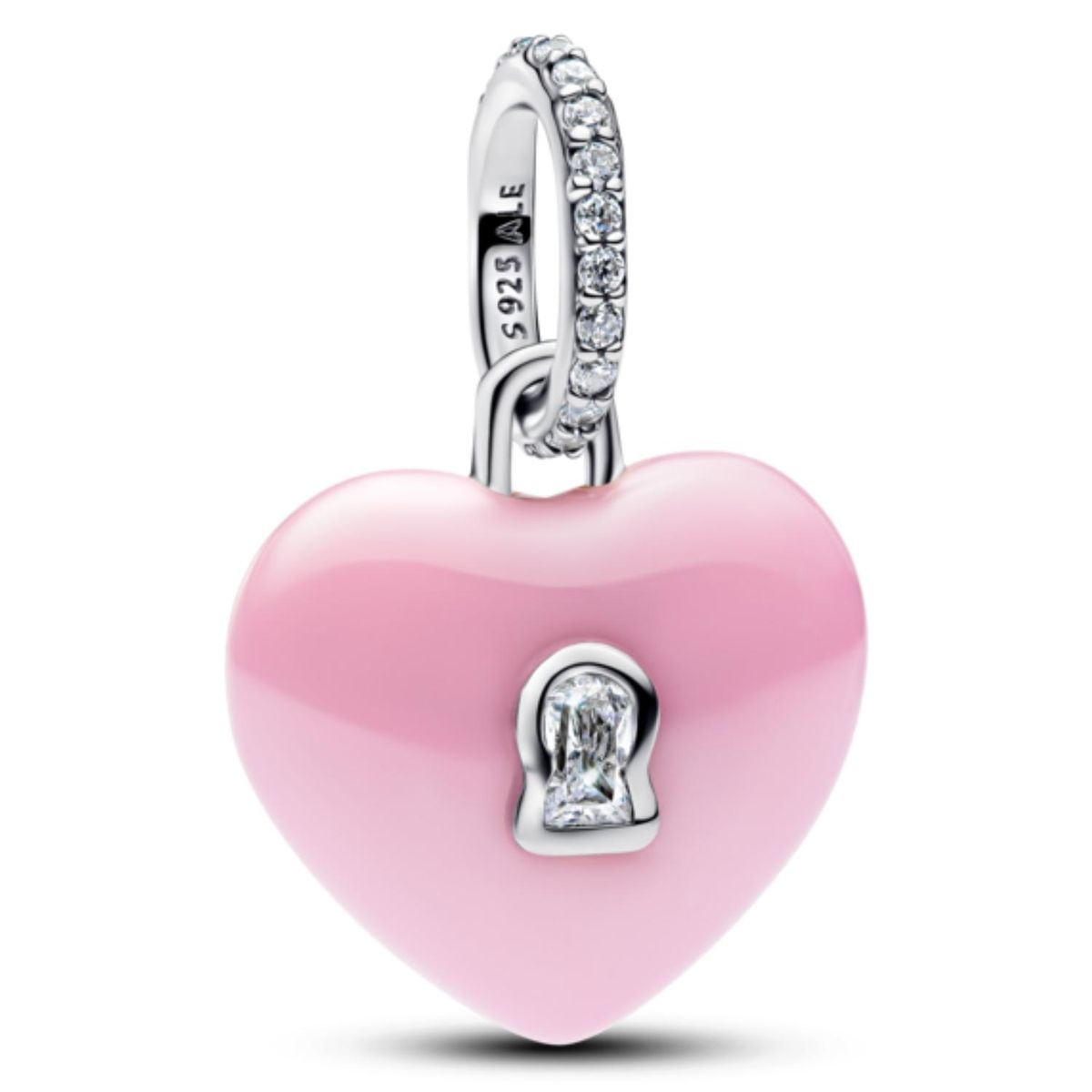 PANDORA - Charm Colgante Candado Corazón de Ceramica Rosa Mujer Pandora