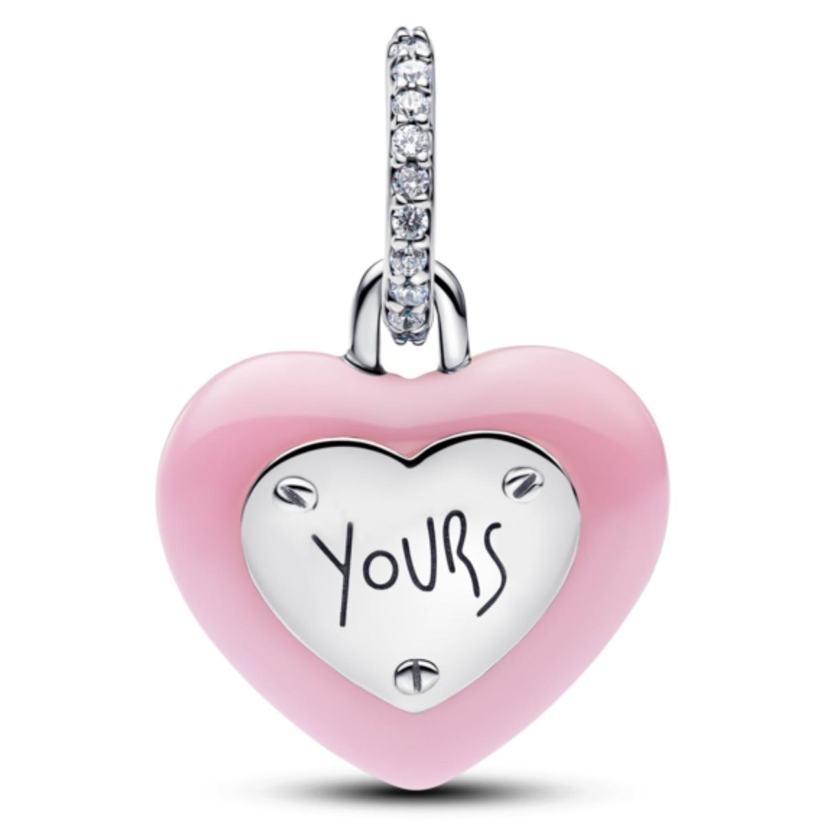 PANDORA - Charm Colgante Candado Corazón de Ceramica Rosa Mujer Pandora