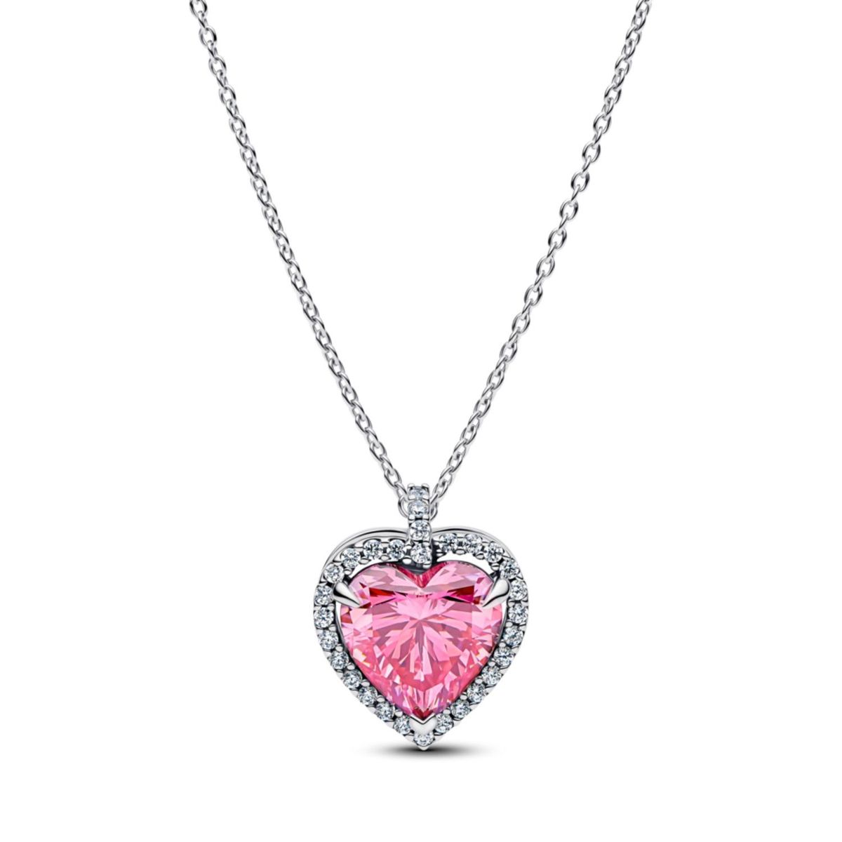 PANDORA - Collar Collier Corazón con Halo Rosa Mujer Pandora