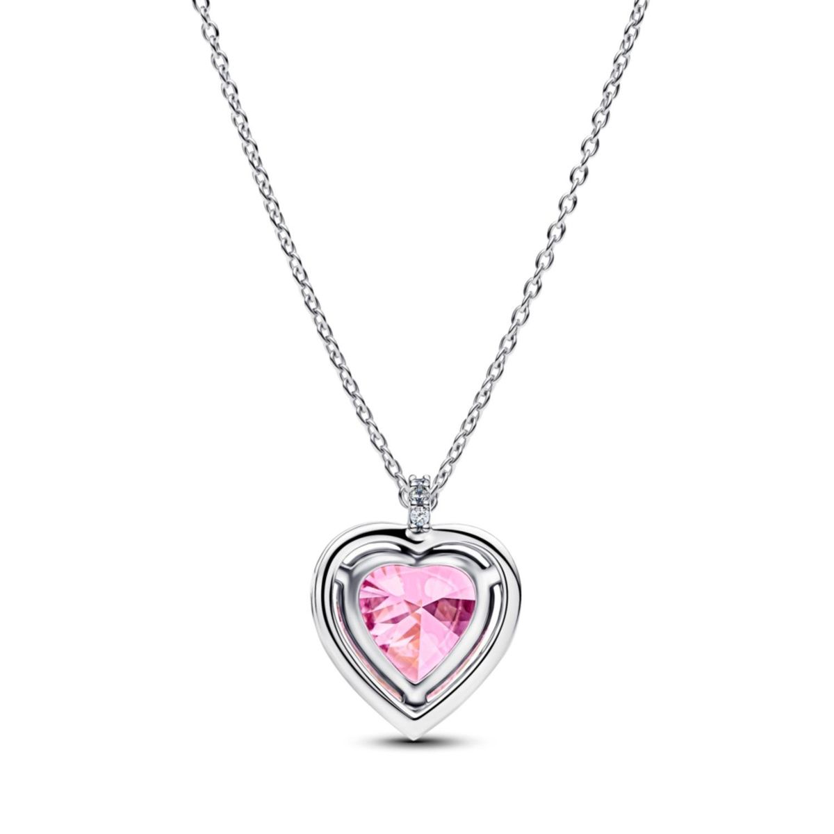 PANDORA - Collar Collier Corazón con Halo Rosa Mujer Pandora