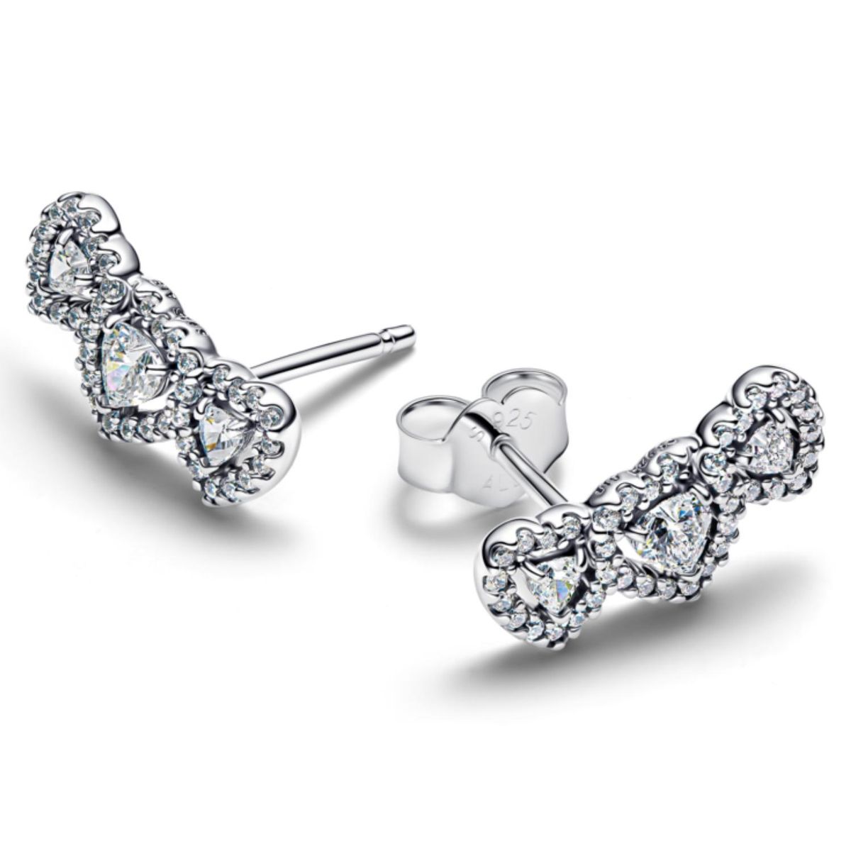 PANDORA - Aretes de Botón Trilogía de Corazones con Halo Mujer Pandora