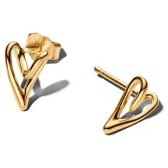 PANDORA - Aretes de Botón Corazón con Forma Orgánica Mujer