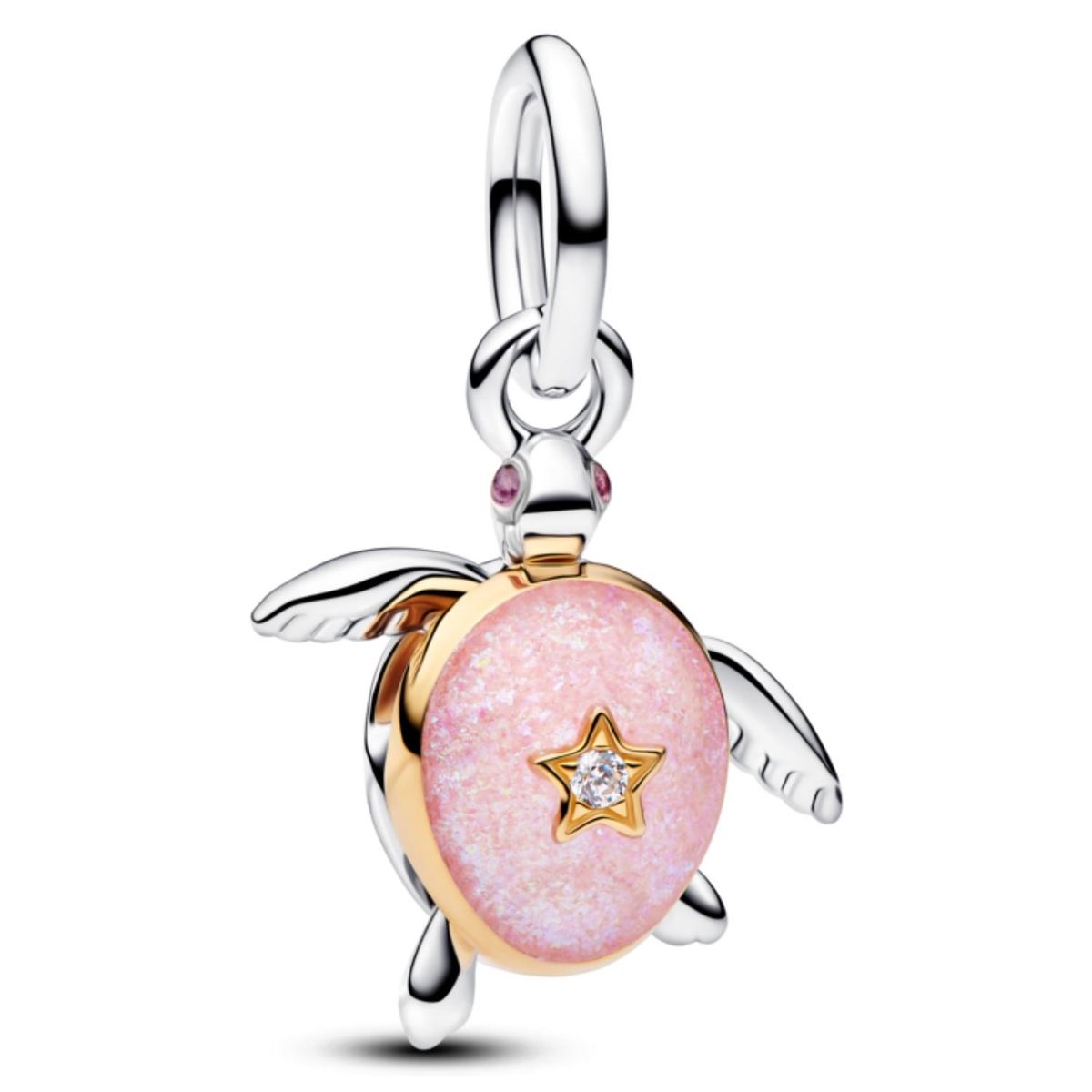 PANDORA - Charm Colgante Tortuga Marina Rosa con Diamante Cultivado en Laboratorio Mujer Pandora