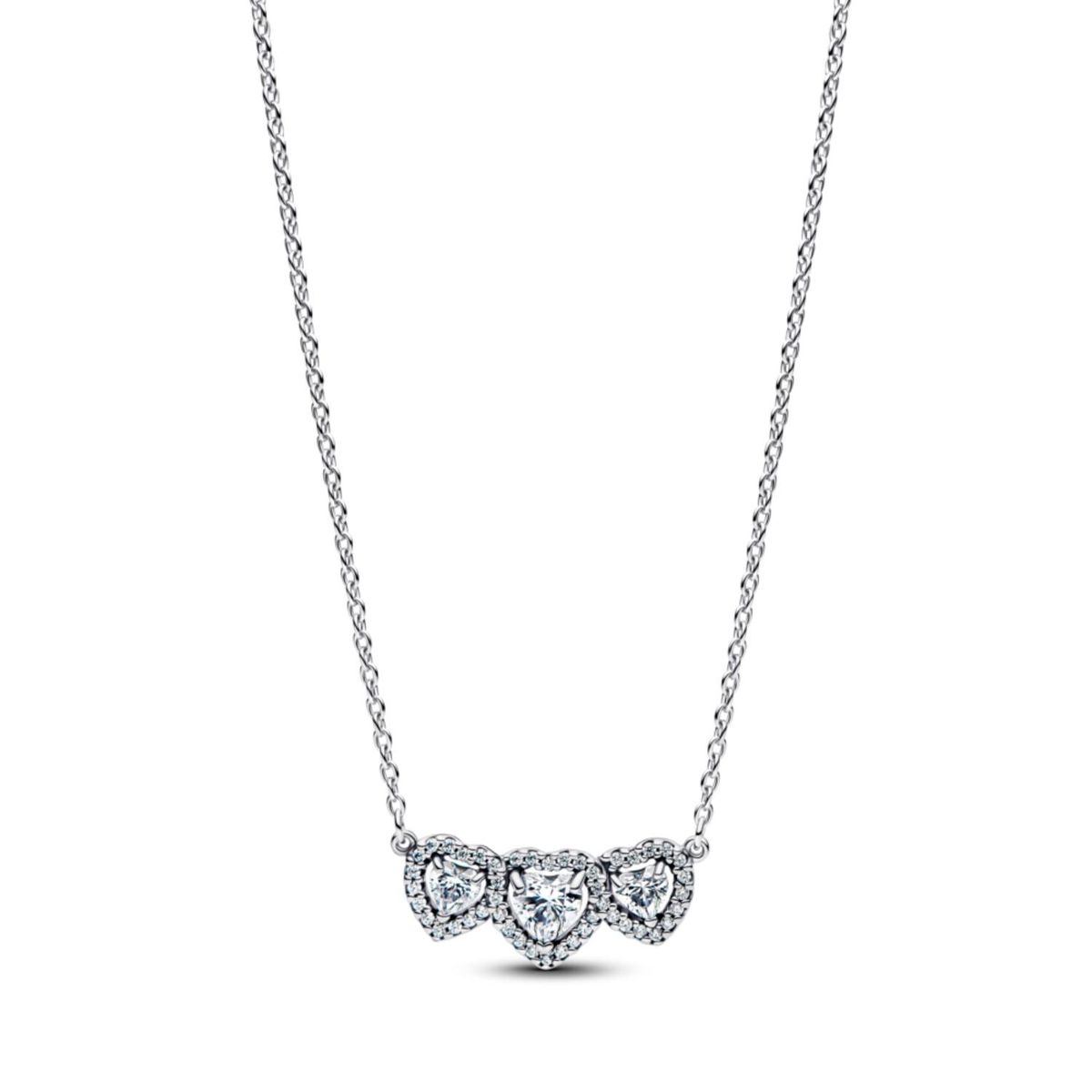 PANDORA - Collar Collier Trilogía de Corazones con Halo Mujer Pandora