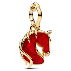 PANDORA - Charm Colgante Caballo Rojo Fuego en Cristal Murano Mujer