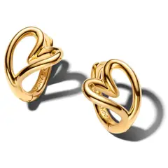 PANDORA - Aretes de Aro Pequeños Corazón con Forma Orgánica Mujer