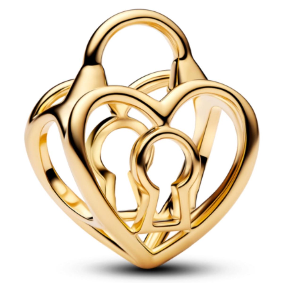 PANDORA - Charm Calado Corazón con Candado Dorado Mujer Pandora