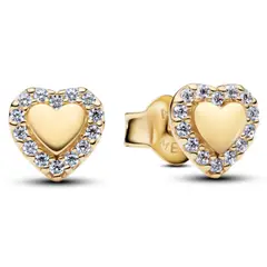 PANDORA - Aretes de Botón Corazón con Halo Mujer