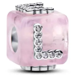 PANDORA - Charm Cubo de Amor de Cristal Murano Rosado Mujer