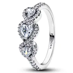 PANDORA - Anillo Trilogía de Corazones con Halo