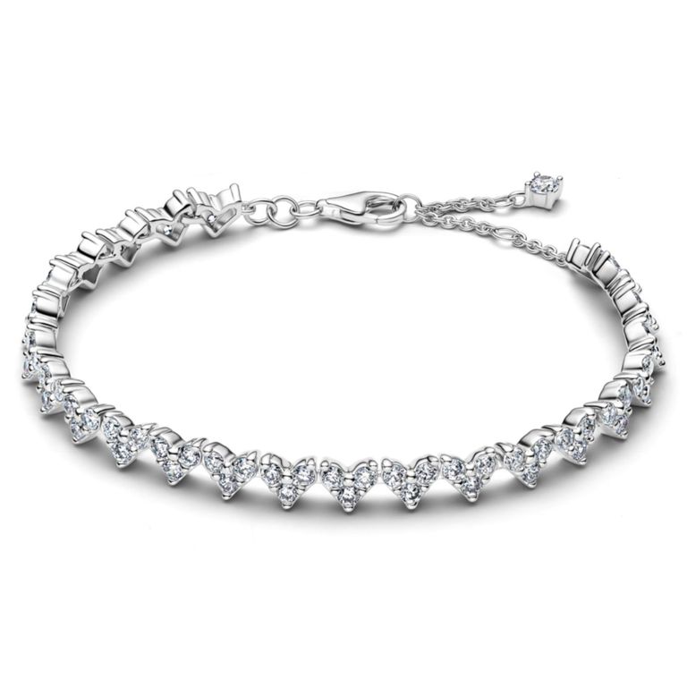 Brazalete Corazon con Tres Piedras Plateado 16