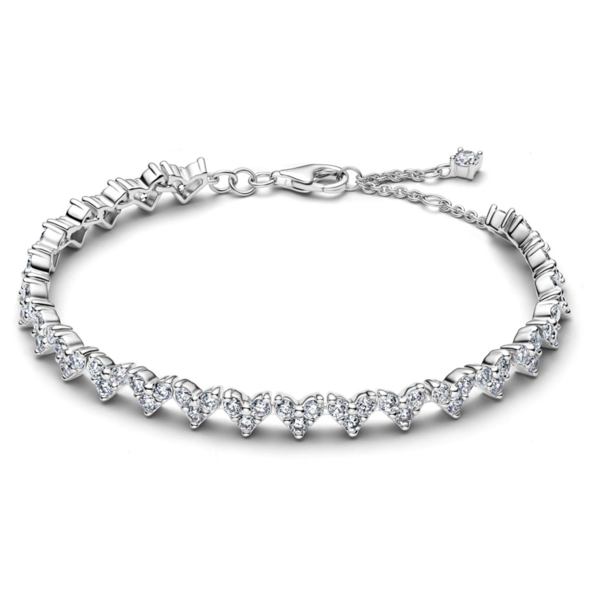 PANDORA - Brazalete Corazón con Tres Piedras Plateado Pandora