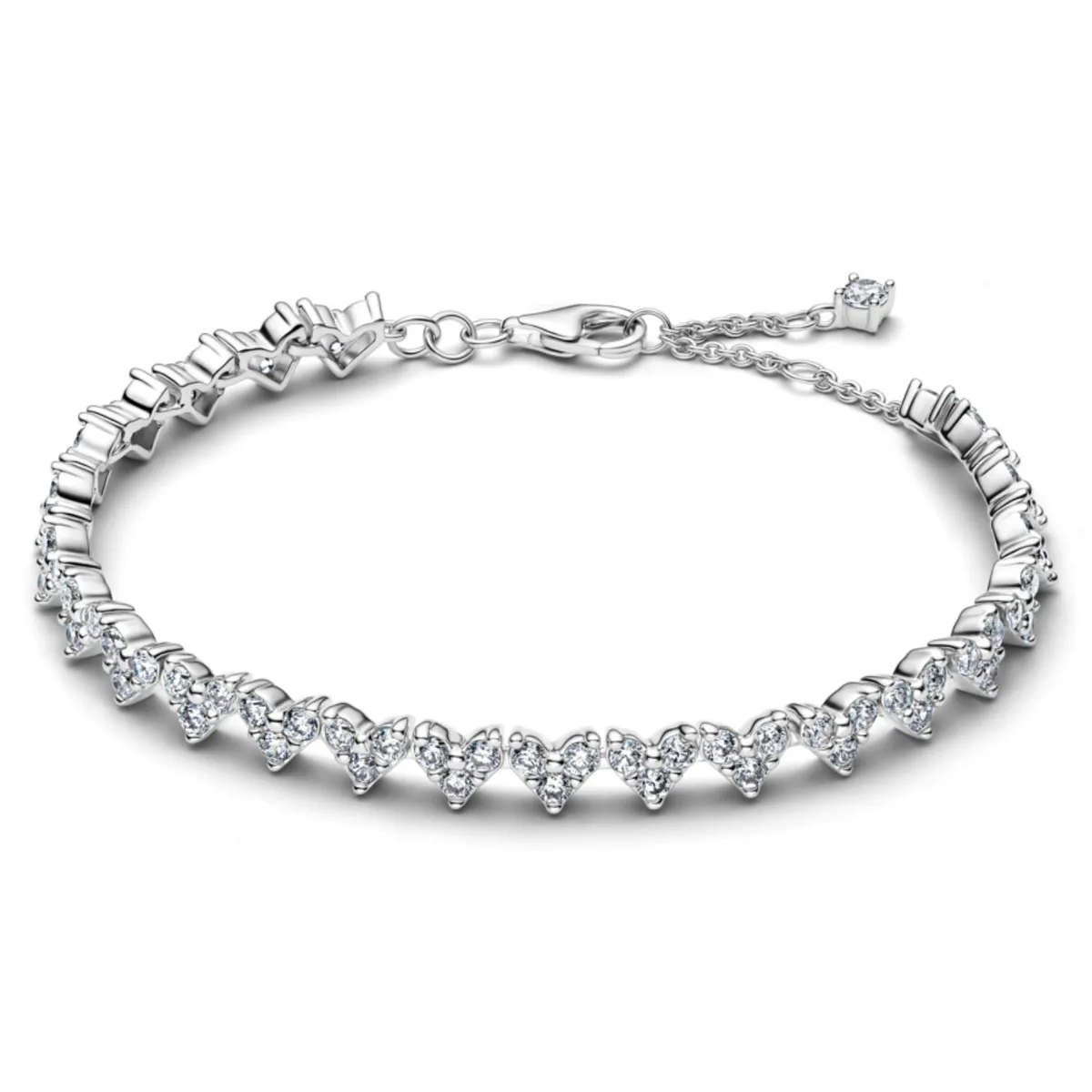 PANDORA - Brazalete Corazón con Tres Piedras Plateado Pandora