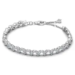 PANDORA - Brazalete Corazón con Tres Piedras Plateado