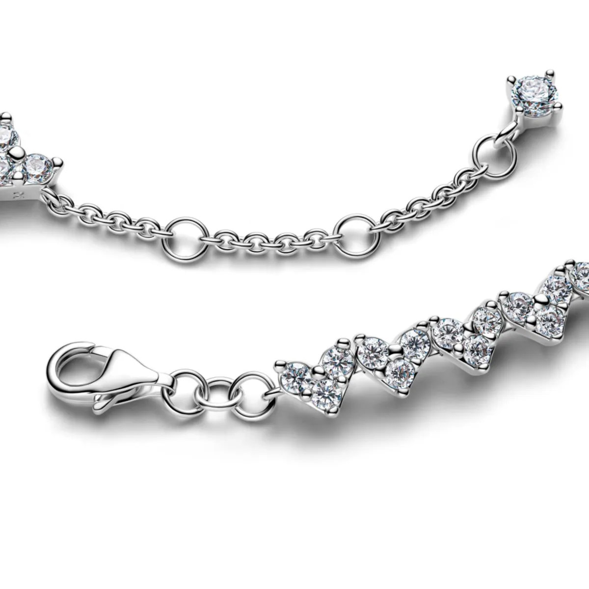PANDORA - Brazalete Corazón con Tres Piedras Plateado Pandora