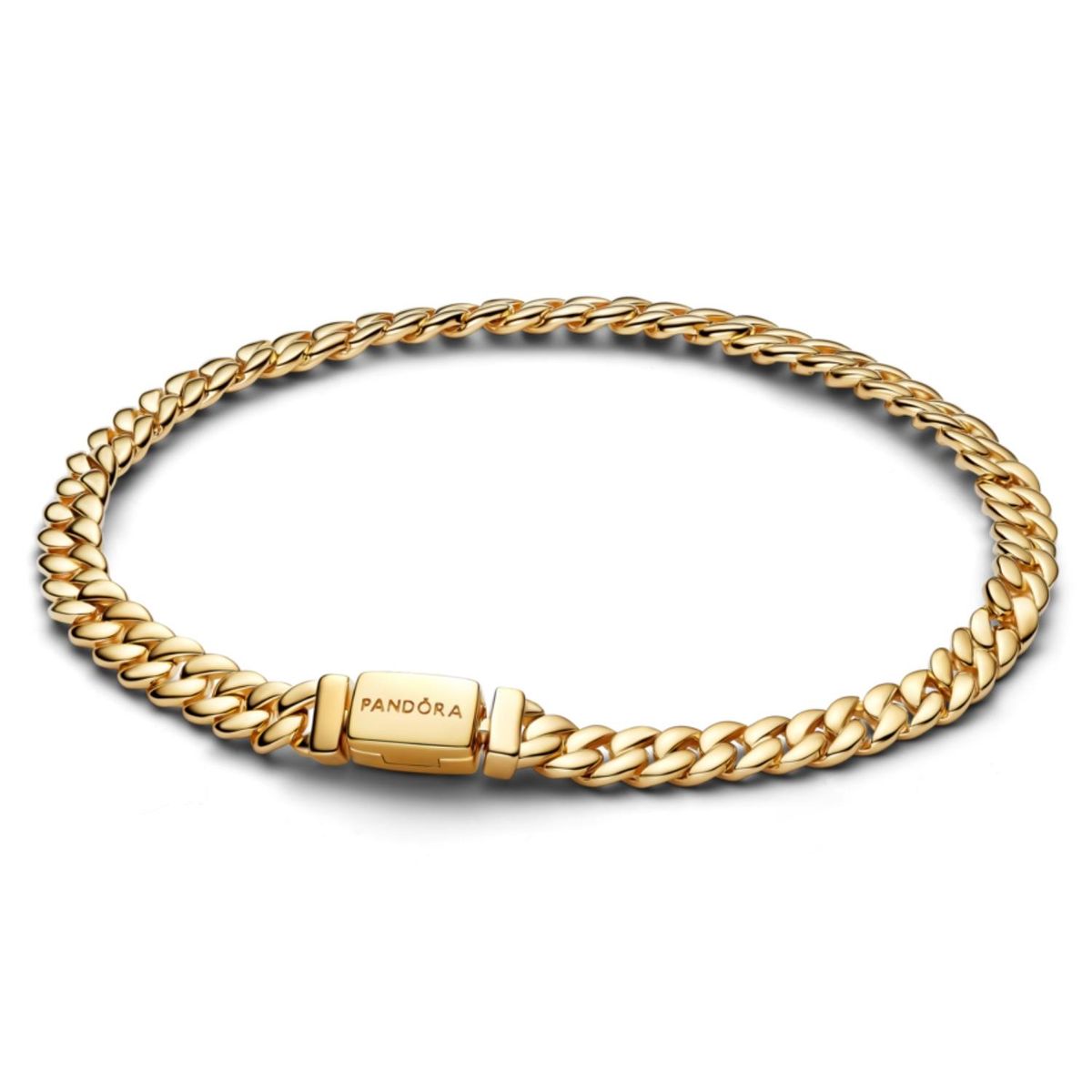 PANDORA - Brazalete de Cadena Cubana Dorado Pandora