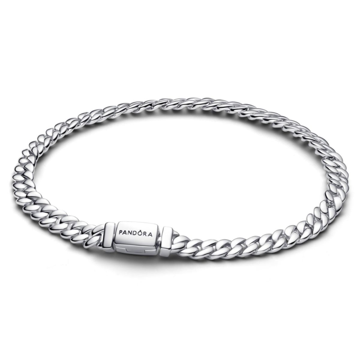 PANDORA - Brazalete de Cadena Cubana Plateado Pandora