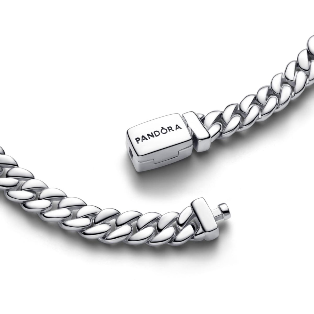 PANDORA - Brazalete de Cadena Cubana Plateado Pandora