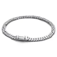 PANDORA - Brazalete de Cadena Cubana Plateado