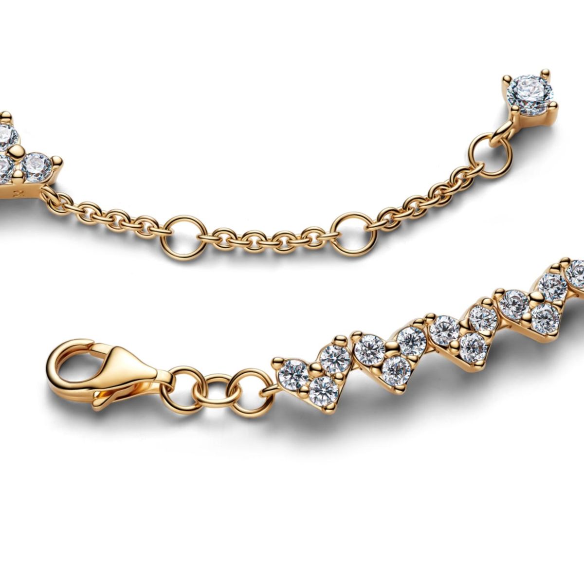 PANDORA - Brazalete Corazón con Tres Piedras Dorado Pandora